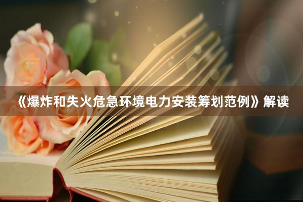 《爆炸和失火危急环境电力安装筹划范例》解读