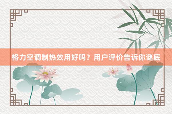格力空调制热效用好吗？用户评价告诉你谜底