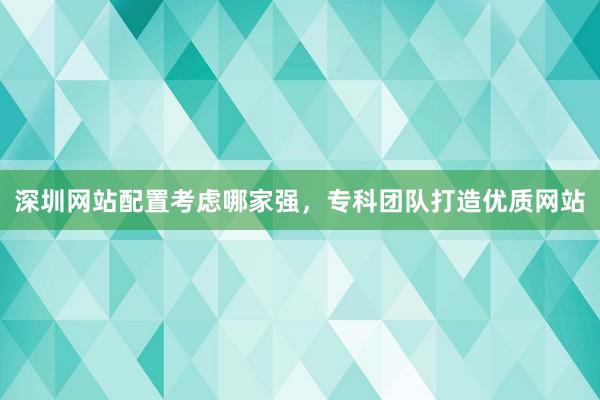 深圳网站配置考虑哪家强，专科团队打造优质网站